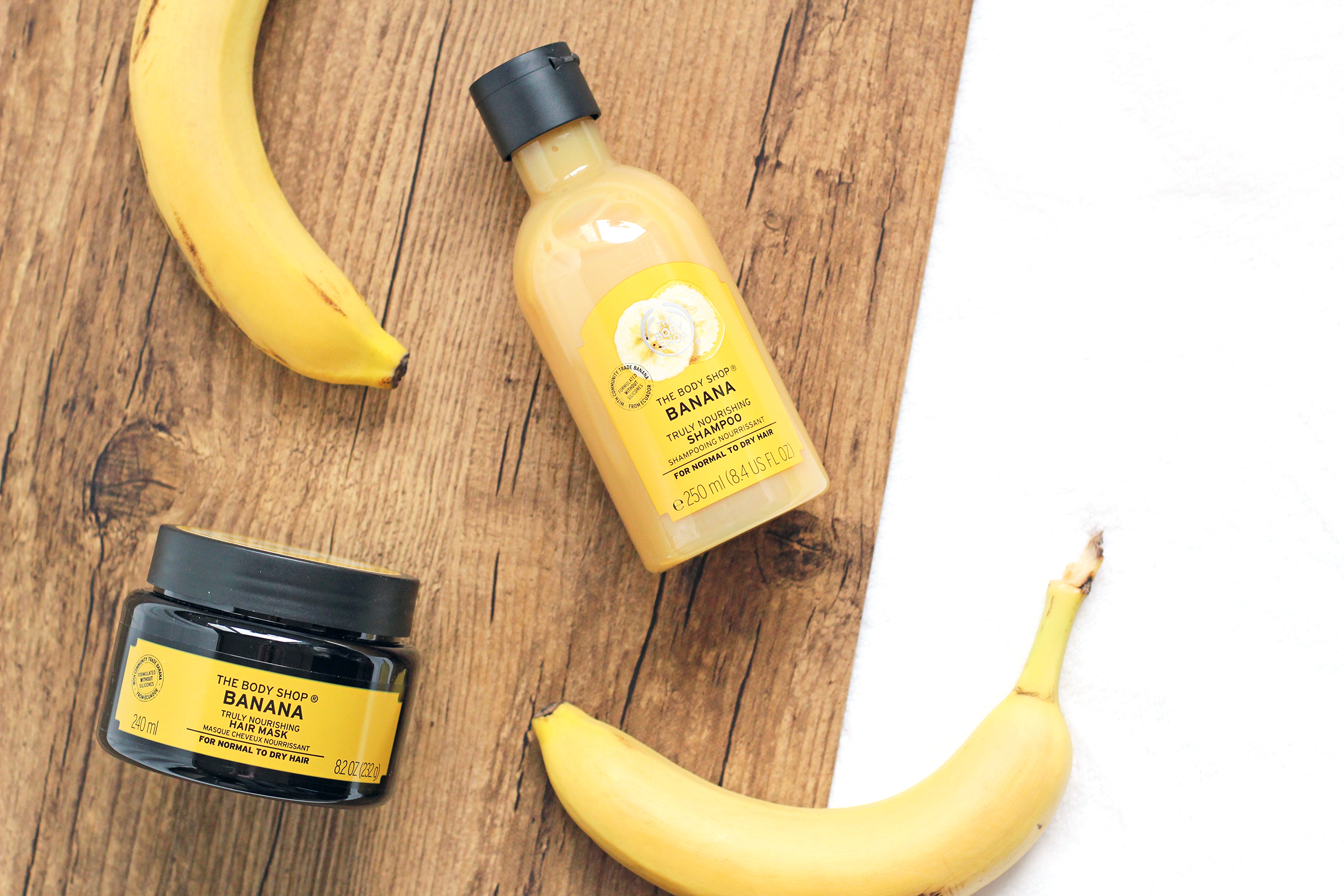 the body shop banana shampoo hair mask review